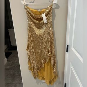 Urban Outfitters Gold Strapless Dress